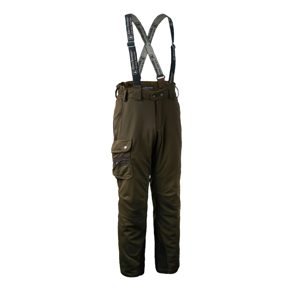 Pantaloni Deerhunter Muflon, Art Green, cu bretele, de iarna