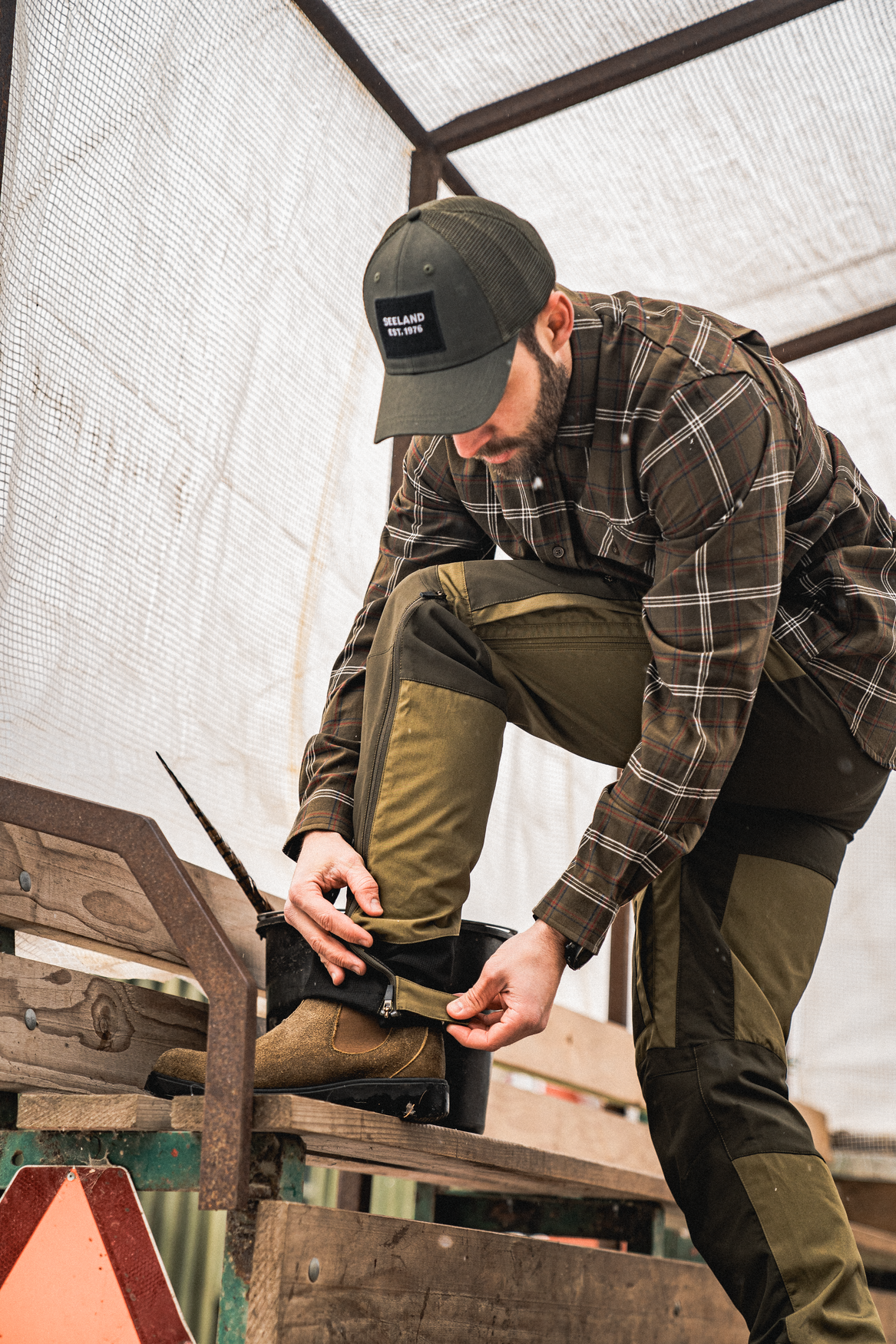 Pantaloni Seeland Hemlock, elastici si respirabili, Pine Green/Grizzly Brown