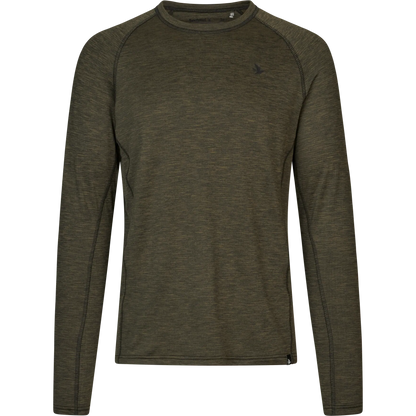 Tricou Seeland Peak, Pine Green Melange, cu maneca lunga