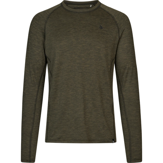 Tricou Seeland Peak, Pine Green Melange, cu maneca lunga
