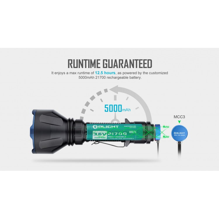 Set complet Lanterna Olight Warrior X TURBO, 1100 lumeni / 1000m distanta, incarcator magnetic